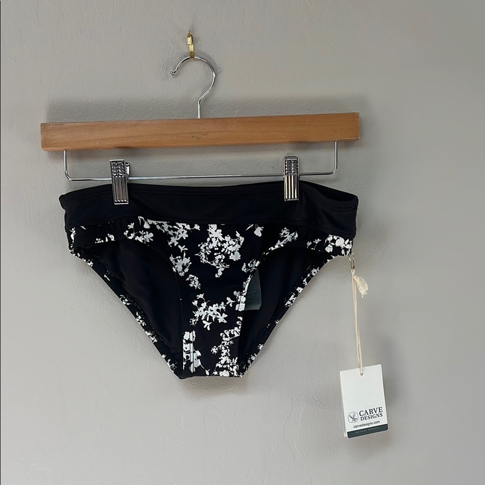 Carve Designs Black and White Floral Bikini Bottoms